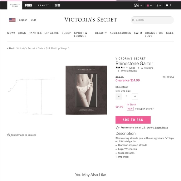 NWT VICTORIA'S SECRET Silver Rhinestone V-string Panty - Picture 5 of 12